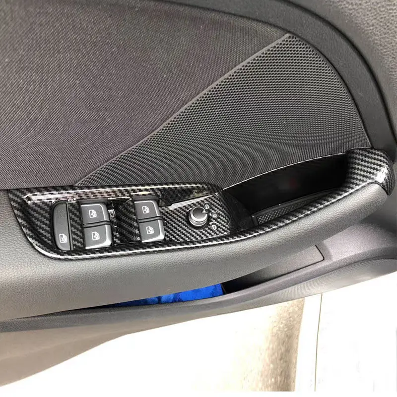 

Car Accessories Window Glass Switch Button Door Armrest Panel Cover Trim For Audi A4 B9 A5 2017-2020 LHD Carbon Fiber Texture