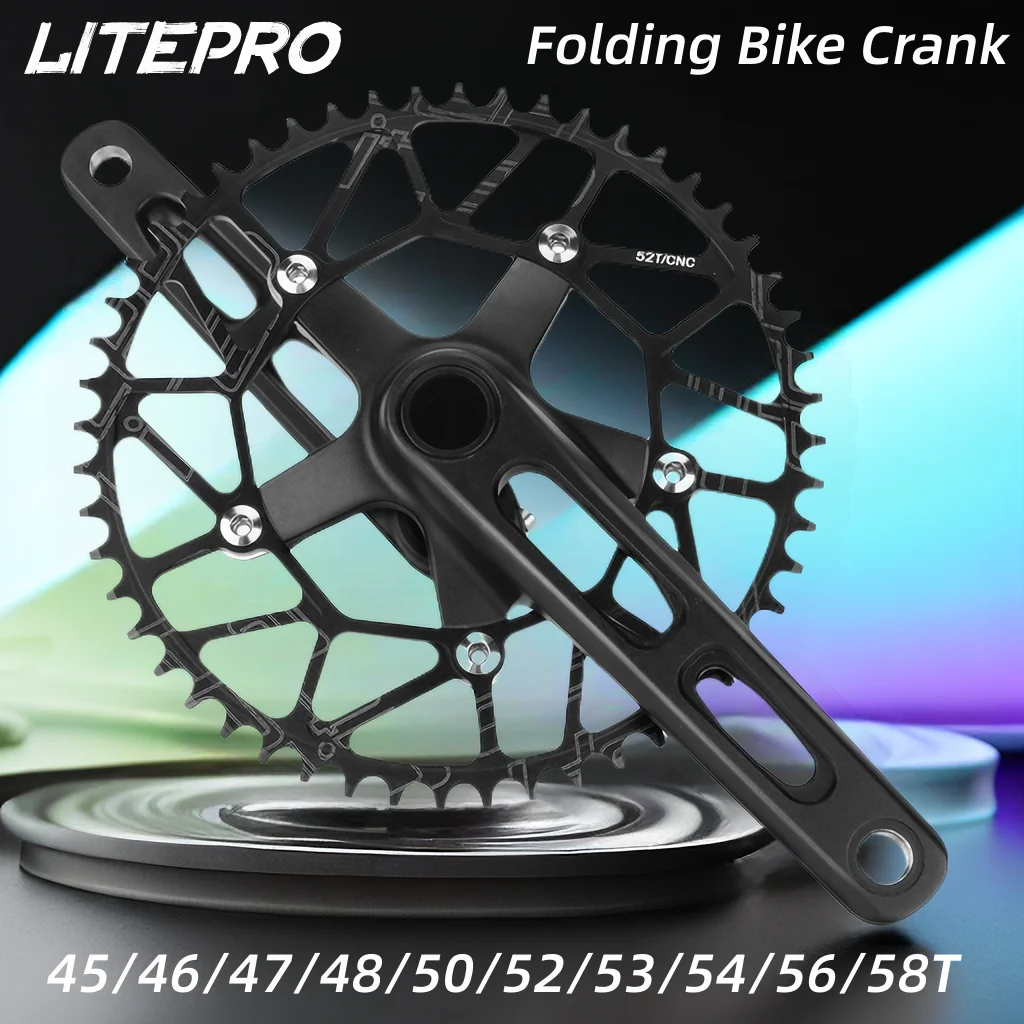 

Litepro Folding Bicycle Crankset 45/46/47/48/50/52/53/54/56/58T Sprocket Ultralight Hollow Integrated Crank 170mm Road Bike Part