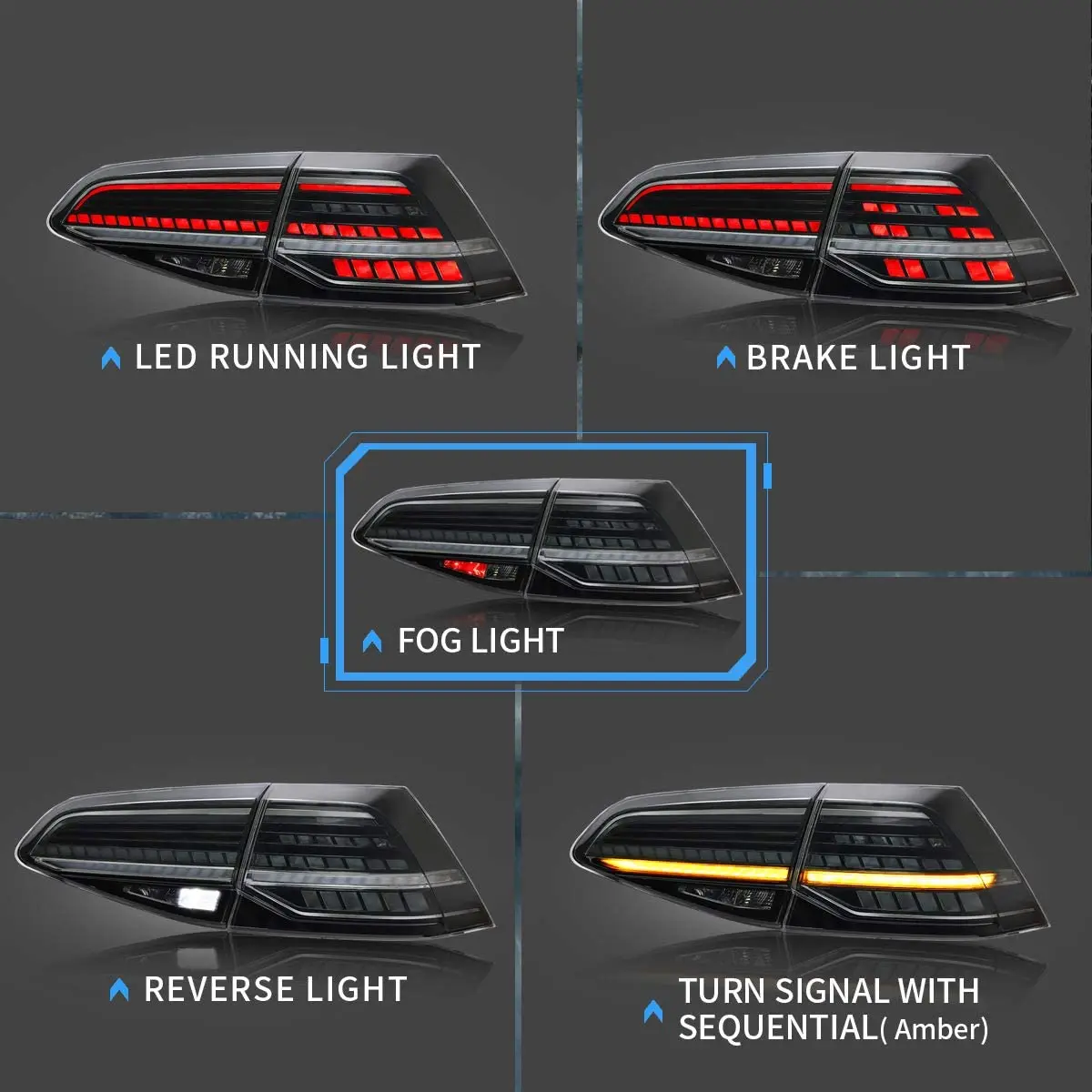 LED Taillights Assembly for Volkswagen Golf for Volkswagen Golf MK7 Golf7.5 TDI & TSI 2013-2019 with Sequential Turn Sinal