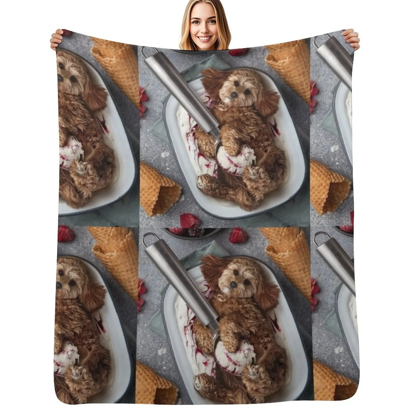 

I'm melting Cavoodle Throw Blanket Summer Beddings Soft Plaid For Sofa Thin Loose Blankets