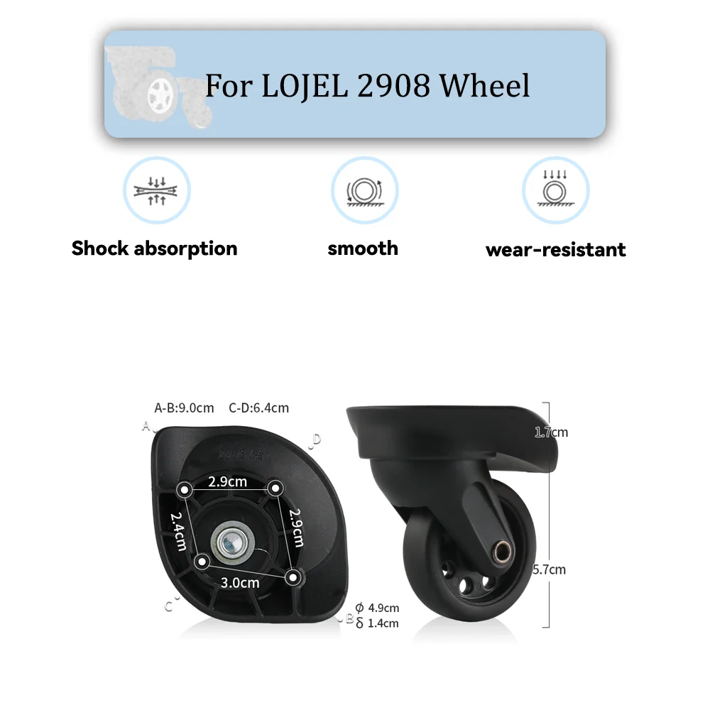 For LOJEL 2908 Universal Wheel Black Replacement Suitcase Silent Smooth Shock Durable Absorbing Rotating Accessories Wheels