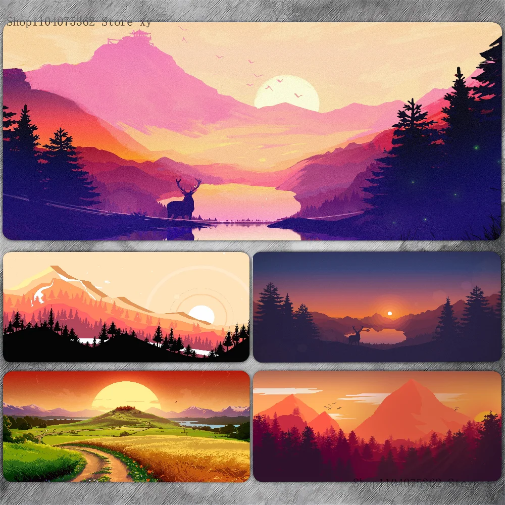 Landscape Mountain Sunset Cartoon Mousepad Non-slip Suitable For Office Computers Laptops E-sports Game Desk Mats XXL Keyboard