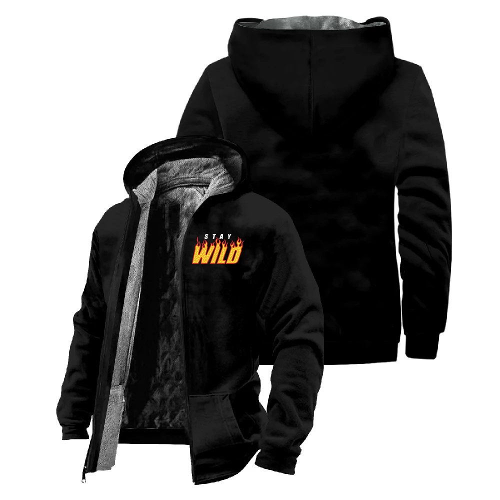 

Ben Azelart Stay Wild Merch Hooded Jacket Parkas Long Sleeve Zip Up Hoodie Women Men Winter Outerwear Coat
