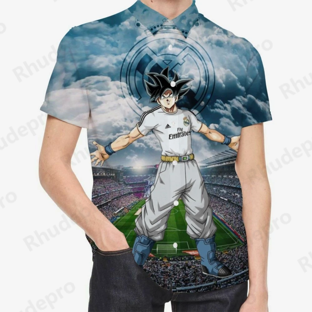 Oversized Men's Shirt Shirts Streetwear Dragon Ball Z Male Clothes High Quality Social Beach Style Original Seaside Trip Blouse