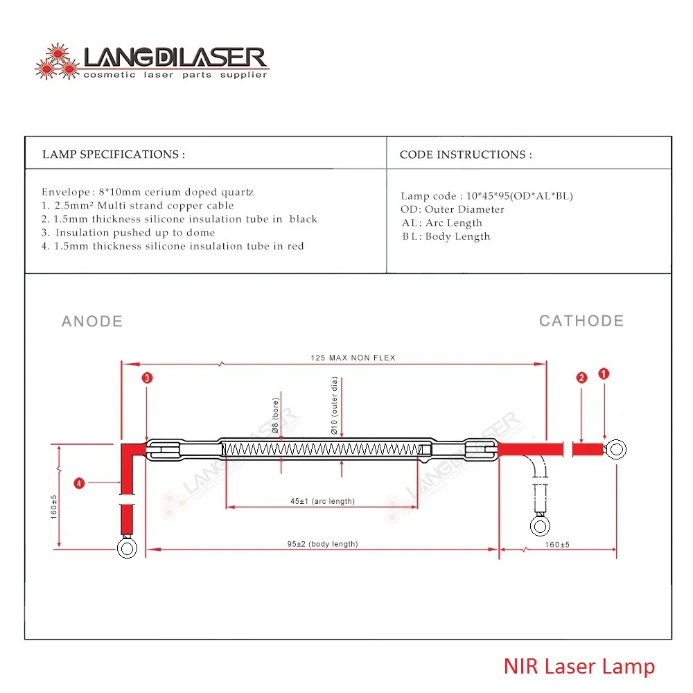 NIR Light Lamp & N-I-R Lamp / Near Infrared Milk Light Lamp / With Size :10*45*95 (OD*AL*BL)