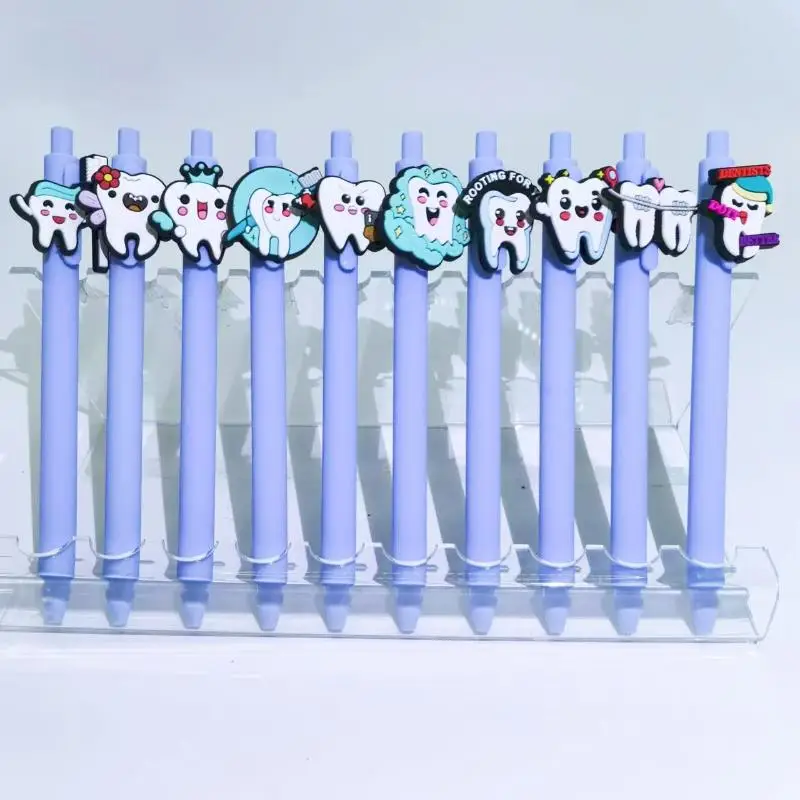 10Pcs Theme Soft Gel Pen Smile Teeth Series Ballpoint Pen Student Stationery  Blue Series Retractable Gel Pens Dentist Teeth view 4