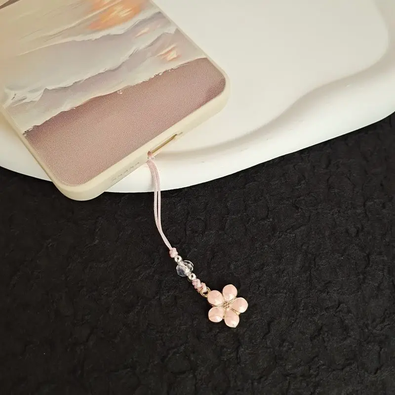 

Милый брелок для телефона с сакурой, ручной работы, цветочный ремешок, эстетичный кулон для девочек, украшение для сумки, подарок