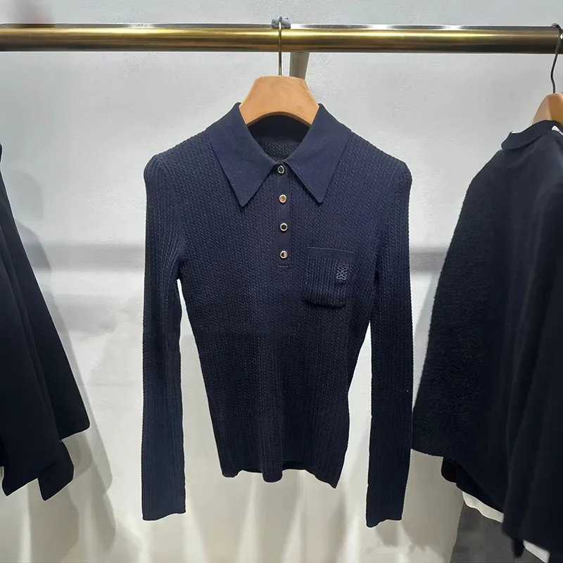 

French Niche 2025 Autumn Winter Ribbed Cable Knit Turtleneck Sweater Women Slim Fit Versatile Navy Blue Pullover