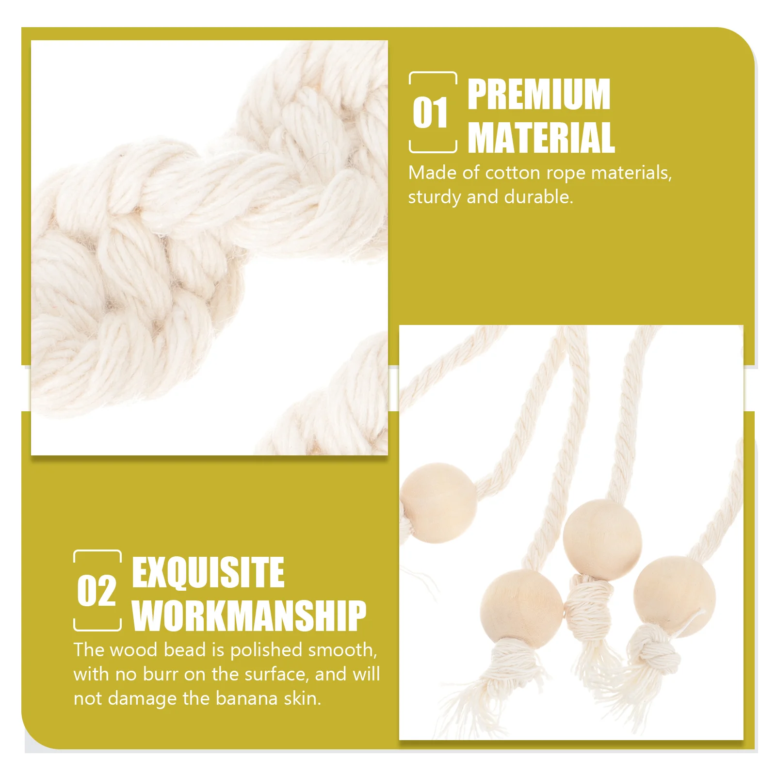 2Pcs Banana Hanger Cotton Rope Fruit Hammock Vegetable Hanging Rack Kitchen Banana Hanging Rope Basket Solution