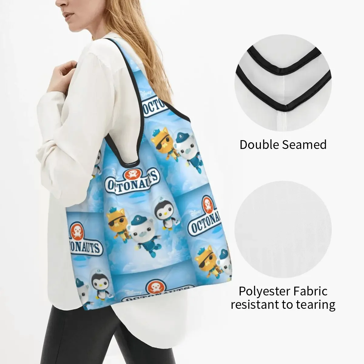 Custom Recycling The Octonauts Adventure Shopping Bag Women Tote Bag Portable Groceries Shopper Bags