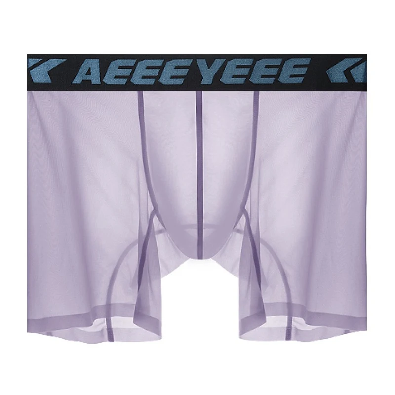 Men's sports underwear anti-wear crotch summer ice silk long boxer shorts breathable four corners