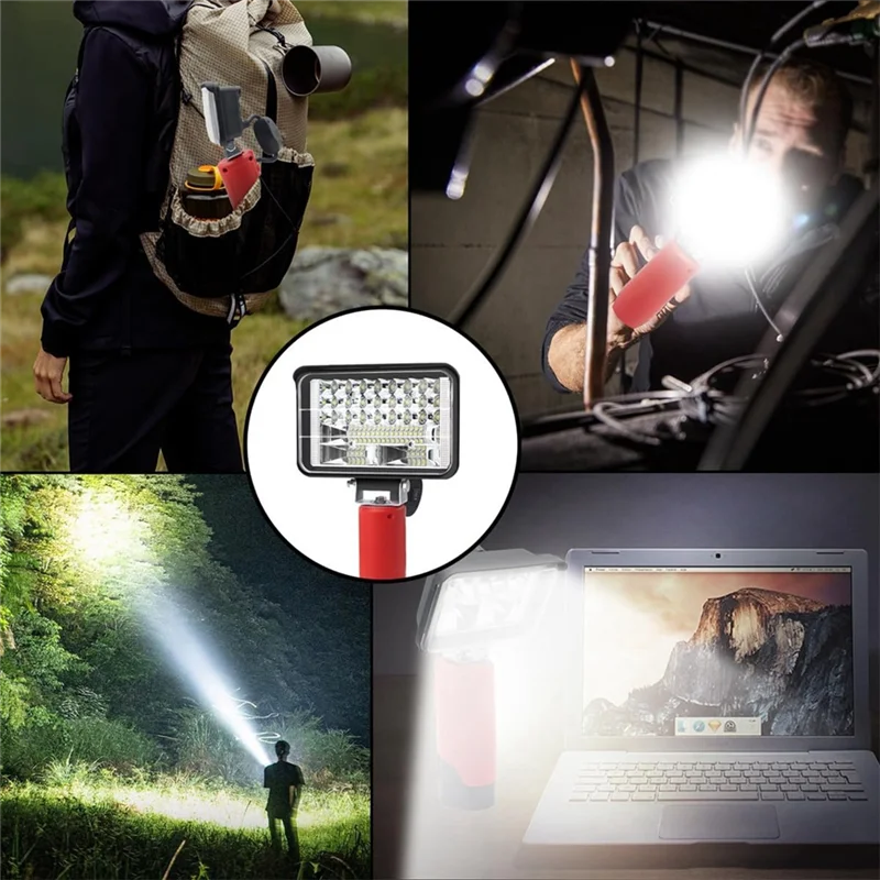 Luz de trabajo LED portátil A96I para batería de 12V, linterna ajustable de 7200LM 144W, luz de inundación alimentada por batería inalámbrica
