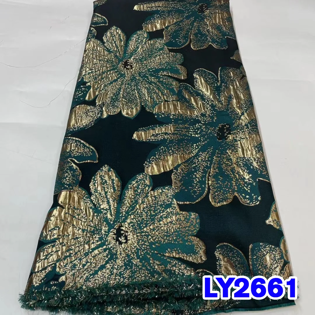 

Kalume Latest Africa Lace Fabric High Quality Wedding High Quality Nigerian Brocade Jacquard Lace Fabric 5 yards Dress LY2661