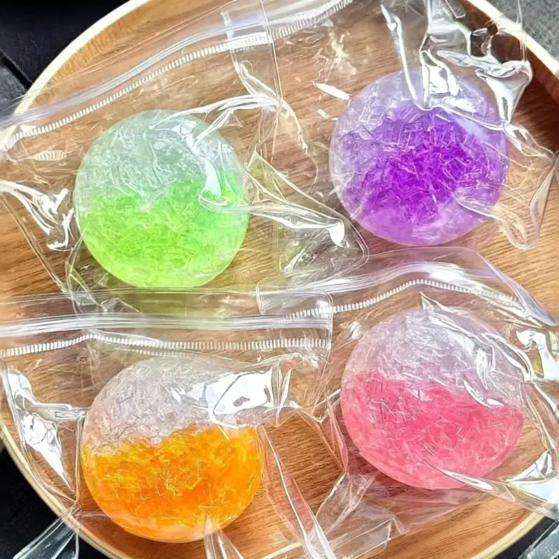 Glitter Jelly Stress Balls Soft Durable Fidget Toys Anxiety Relief Calming Tool for Kids Adults Home Office Desk Use