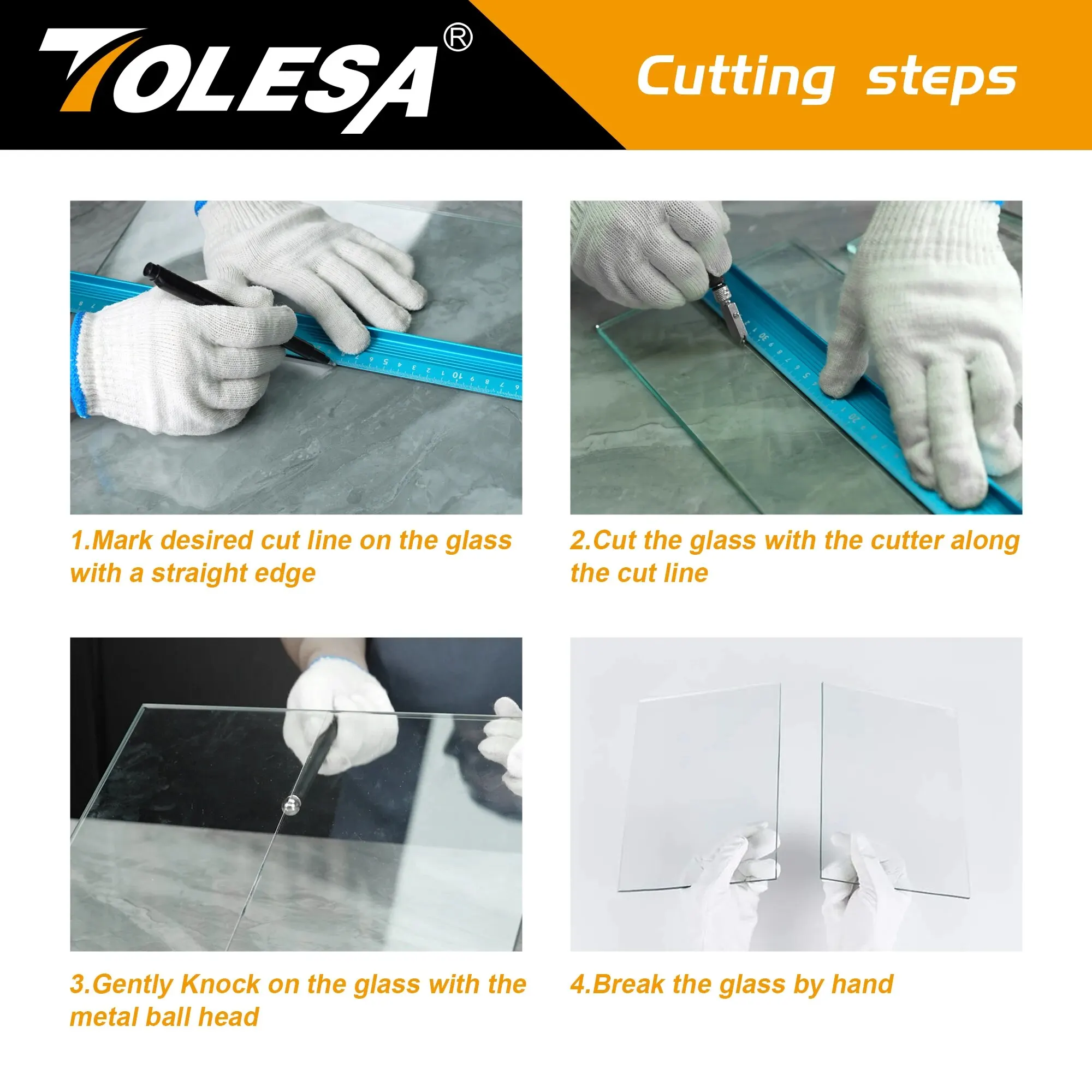 TOLESA Glass Cutter 2mm-20mm Kits Glass Cutting Tool with Aotomatic Oil Feed and Box Glass Cutter for Mirrors Tiles Mosaic