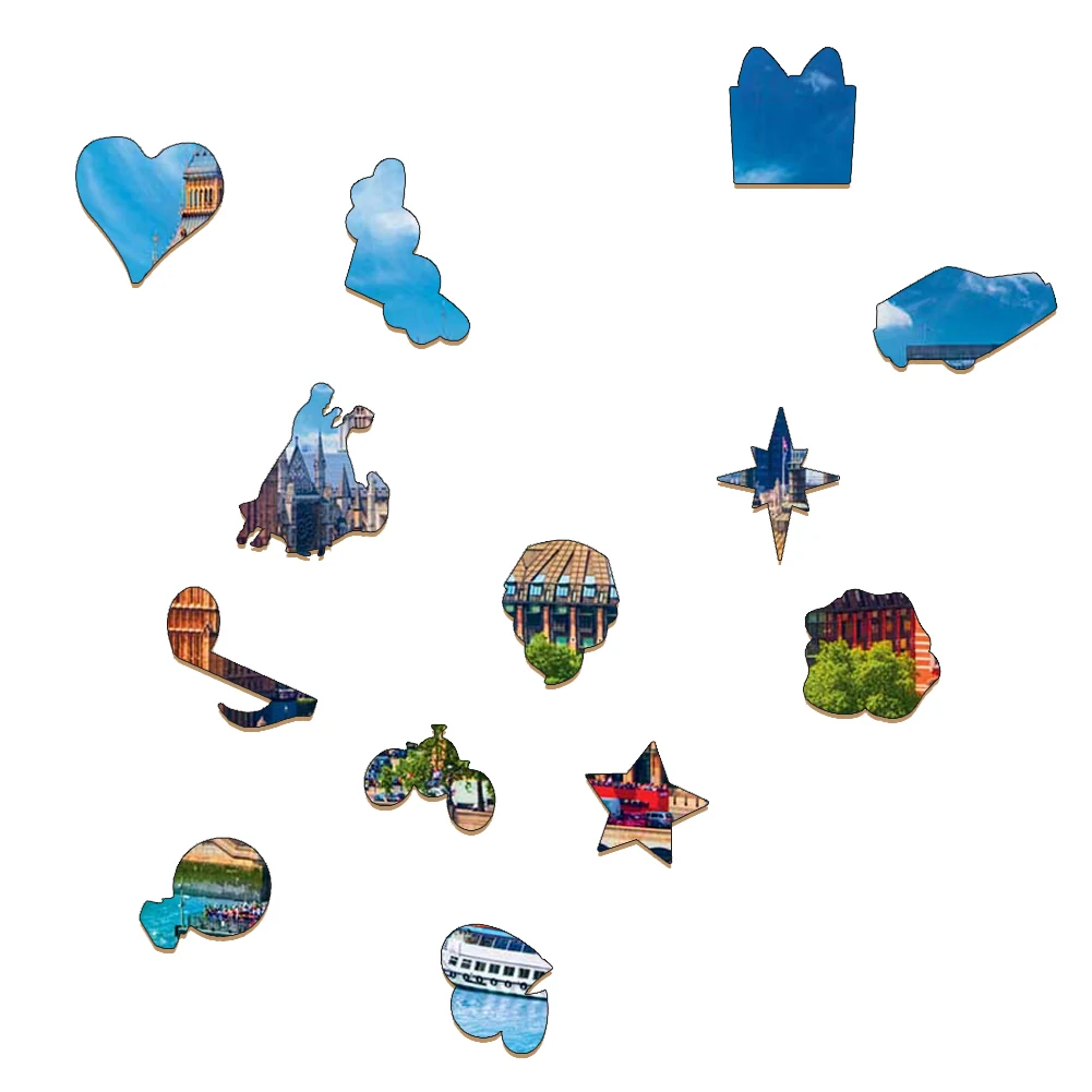 Sunny Day In London Wooden Jigsaw Puzzle Festival Gift Toys For Adults Wood Puzzles Educational Interactive Puzzle Toys For Kids