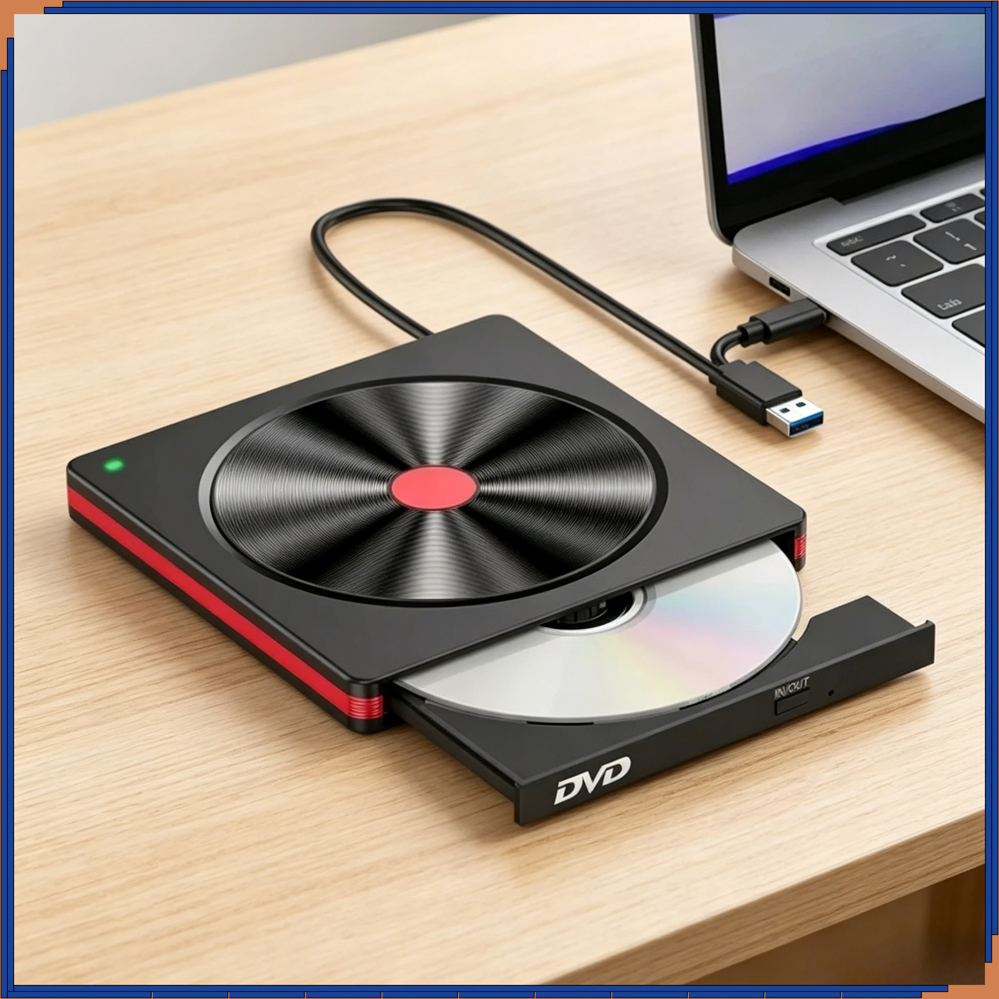 

Portable USB 3.0 External Optical DVD Writer Drive Burner ODD Device CD DVD Player External CD Reader For Laptop Desktop PC