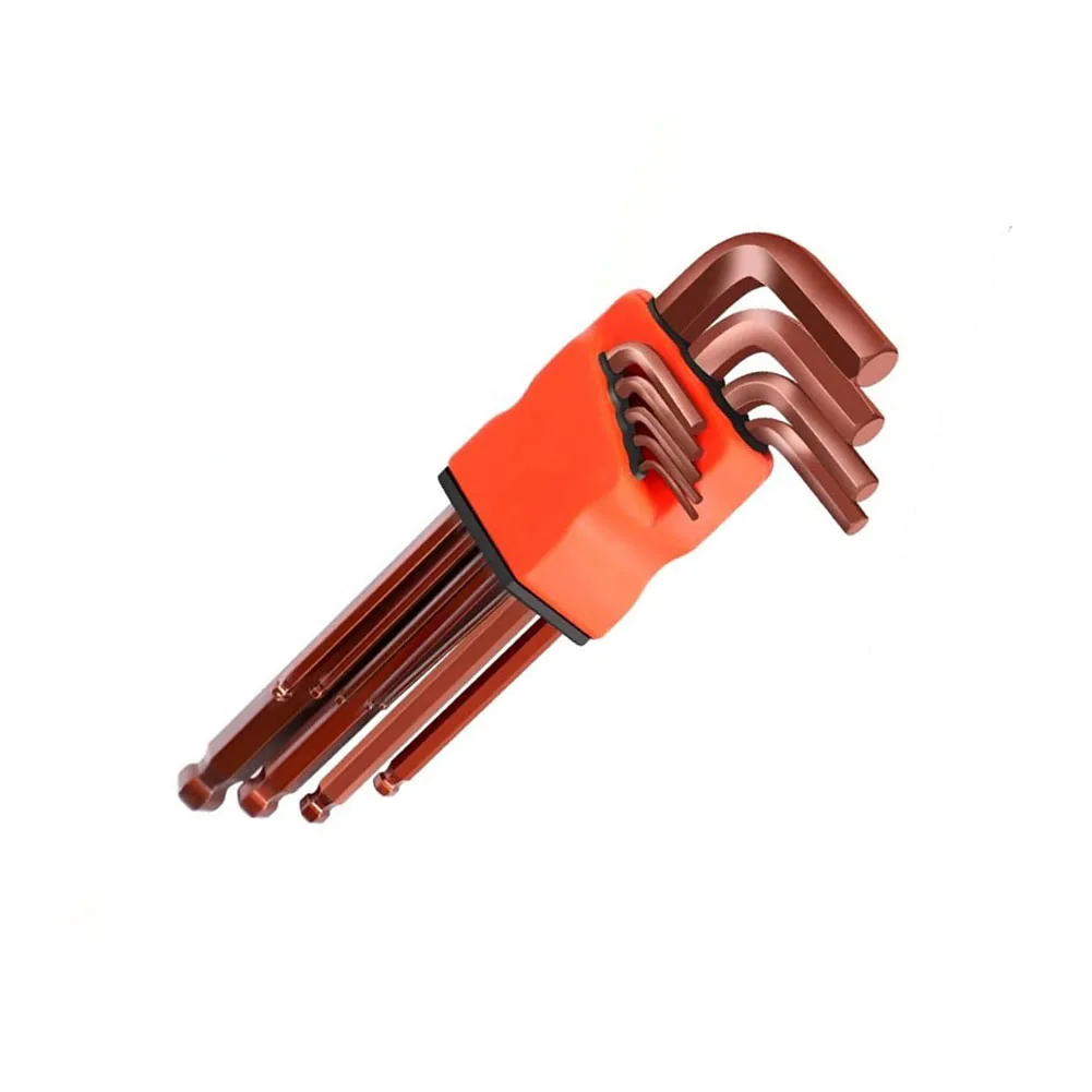 Alloy Steel Hex Wrench Set Allen- Wrench Screwdriver Hand Tool 9-Piece Long Arm Ball End Wrench Set Long Arm Ball End