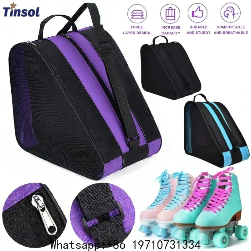 TINSOL 2026 Large Skate Bag – Portable Breathable Storage for Roller, Ice & Inline Skates