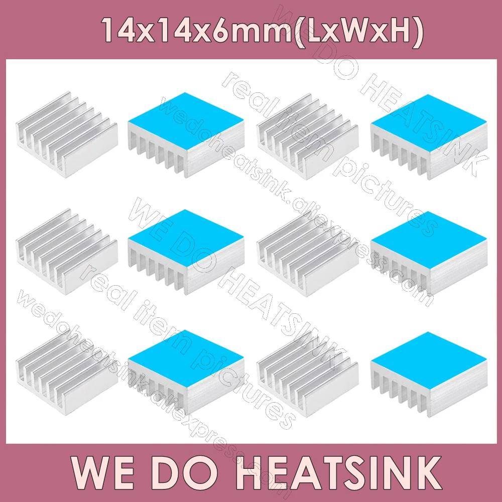 

WE DO HEATSINK 14x14x6mm Without or With Thermal Pad Silver Pure Aluminum Mute Graphics Card Heatsinks for Raspberry / Banana Pi