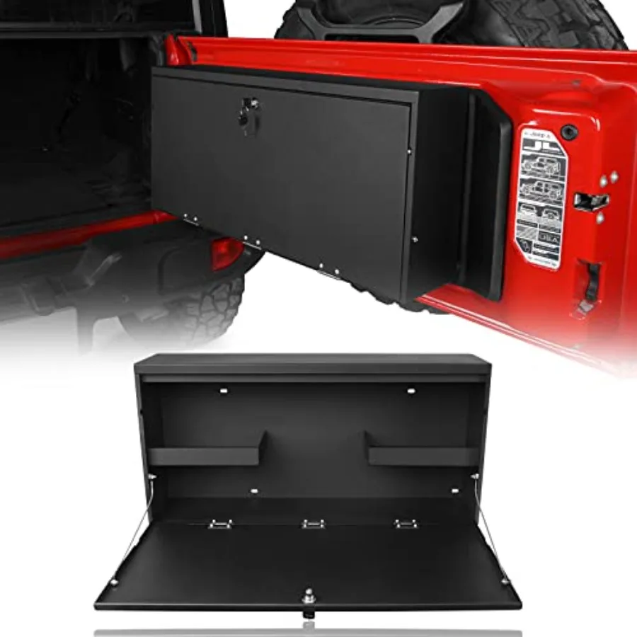 

Wrangler Tailgate Table Storage Lock Box Camping Desk for Jeep Wrangler JL Unlimited 2018-2026 Black Durable ABS Plastic Secure