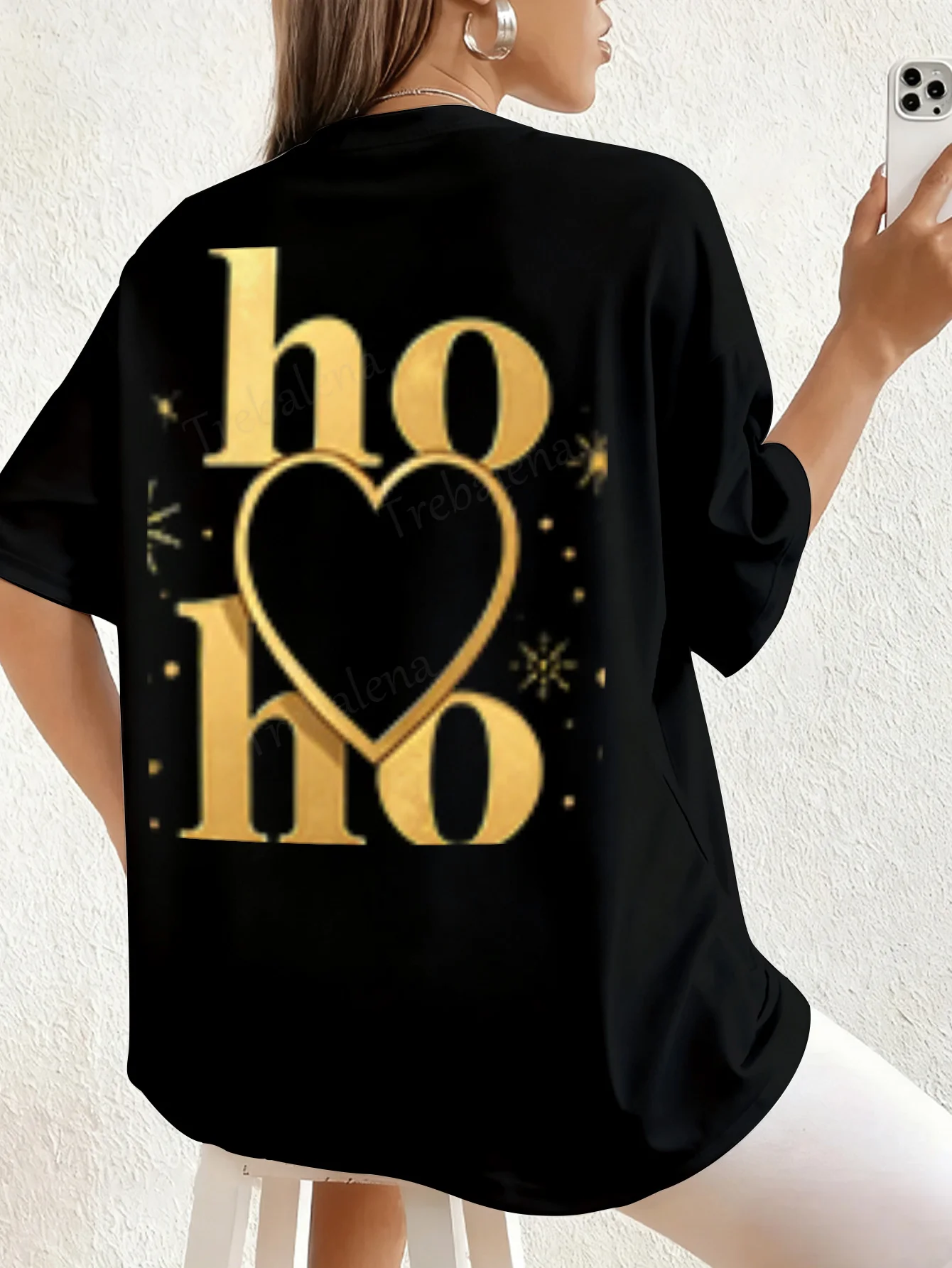 レディース Tシャツ ゴールデン「ホホ」ハートプリント レディース Tシャツ - フェスティバル＆セクシー