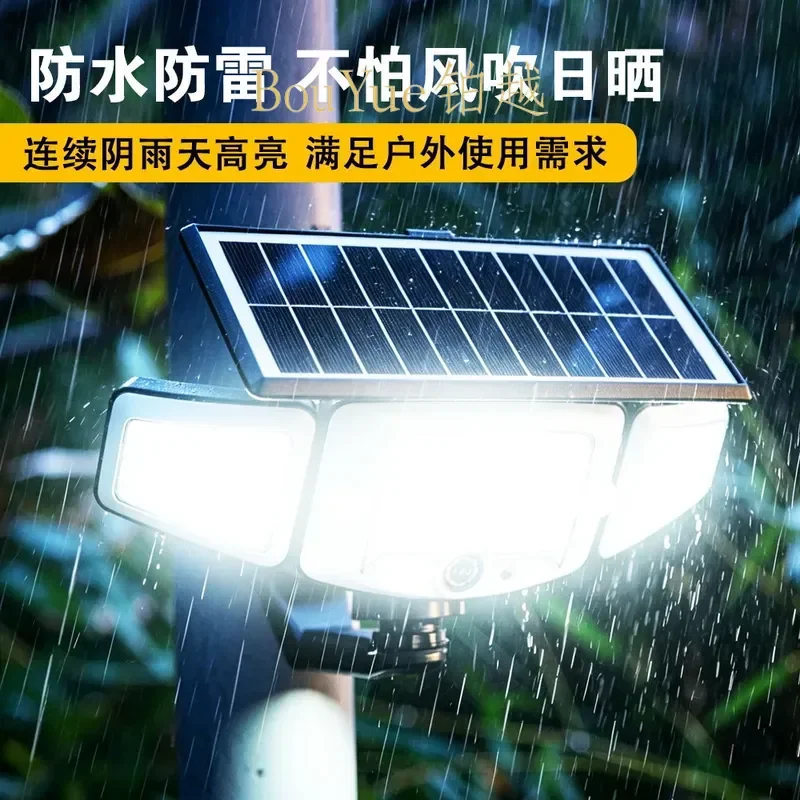 Solar Magnetic Three Head Light Outdoor Remote Control Motion Sensor Street Lamp Villa Yard Garden Wall Lighting Waterproof