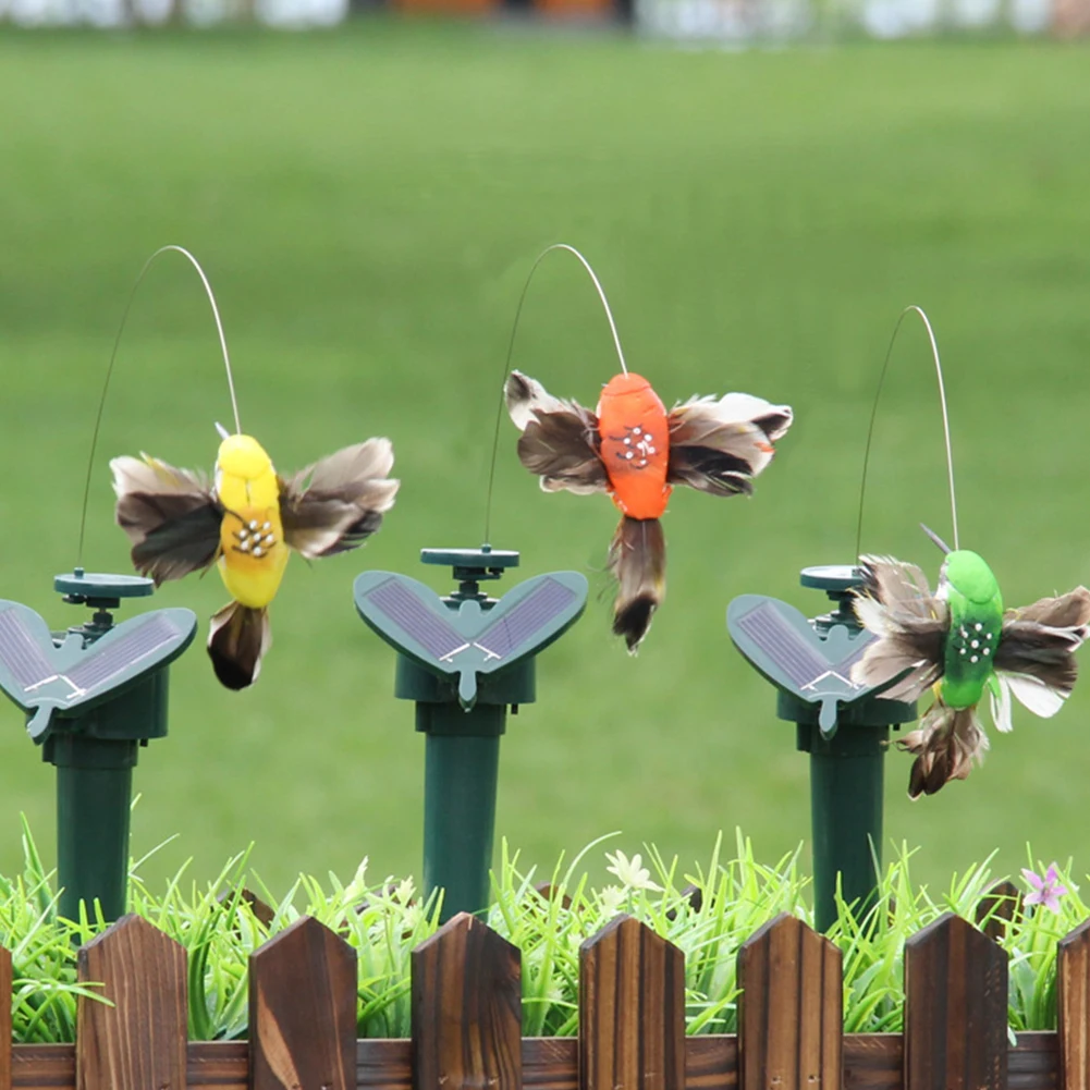 Outdoor Colorful Dancing Flying Vibration Garden Electric Hummingbird Decoration Easter Solar Power Fluttering Home Random Color