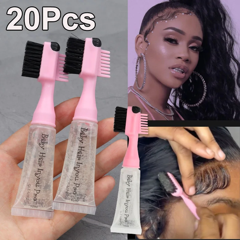 3N1 Baby Hair Edge Brush With Gel Dispenser Unique Travel Party Use Edges Control Tamer Gel Brush For Women Girl