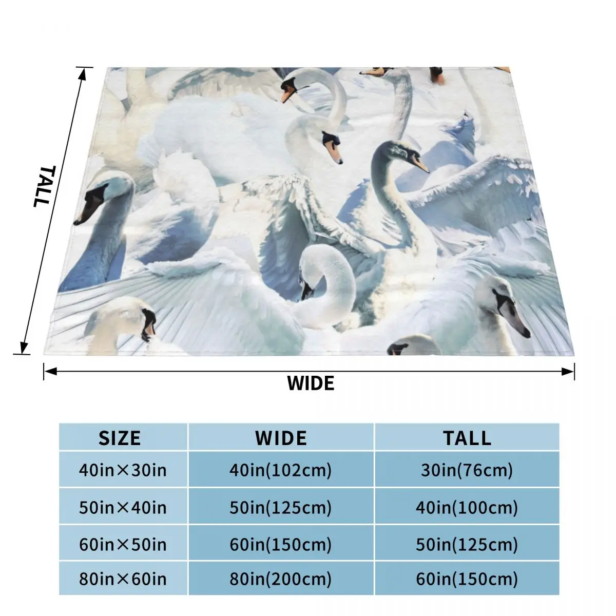 Swans Throw Blanket Soft Big Beautifuls Picnic Blankets