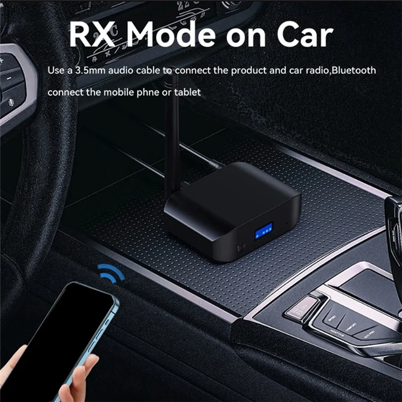 HD Bluetooth 5.3 Audio Receiver Transmitter Black Transmitter With Antennae Aux Wireless Stereo Music Adapter For TV Car Speaker