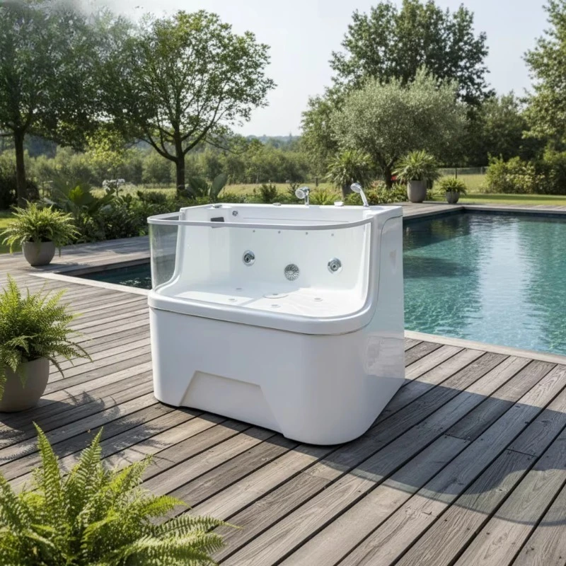 

Acrylic Pet Grooming Spa Bathtub with Ozone and Milk Bath Waterfall Option Pet Grooming Salon Use