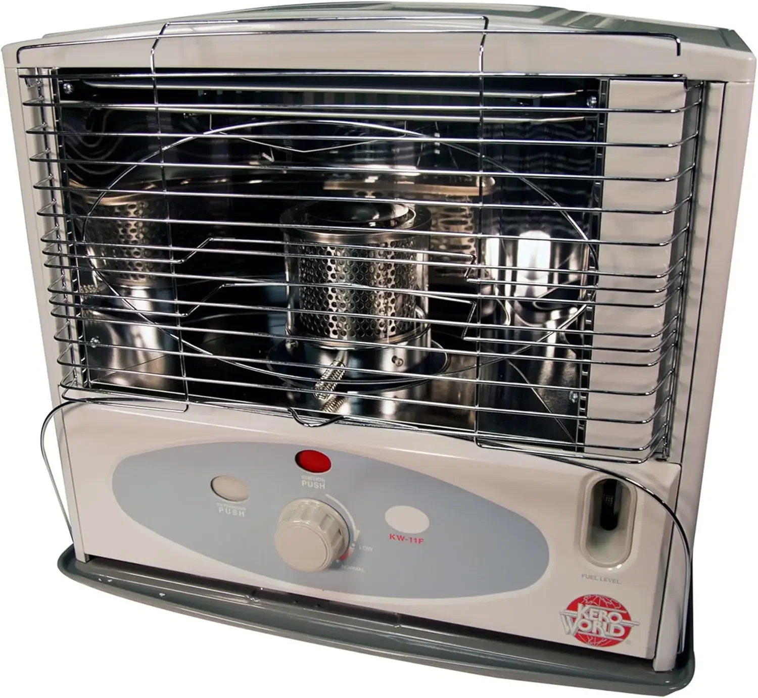 Kerosene Wick Heater with Glass Burner System, Sure-Seat Chimney System, and Removable 1.1 Gallon Fuel Tan