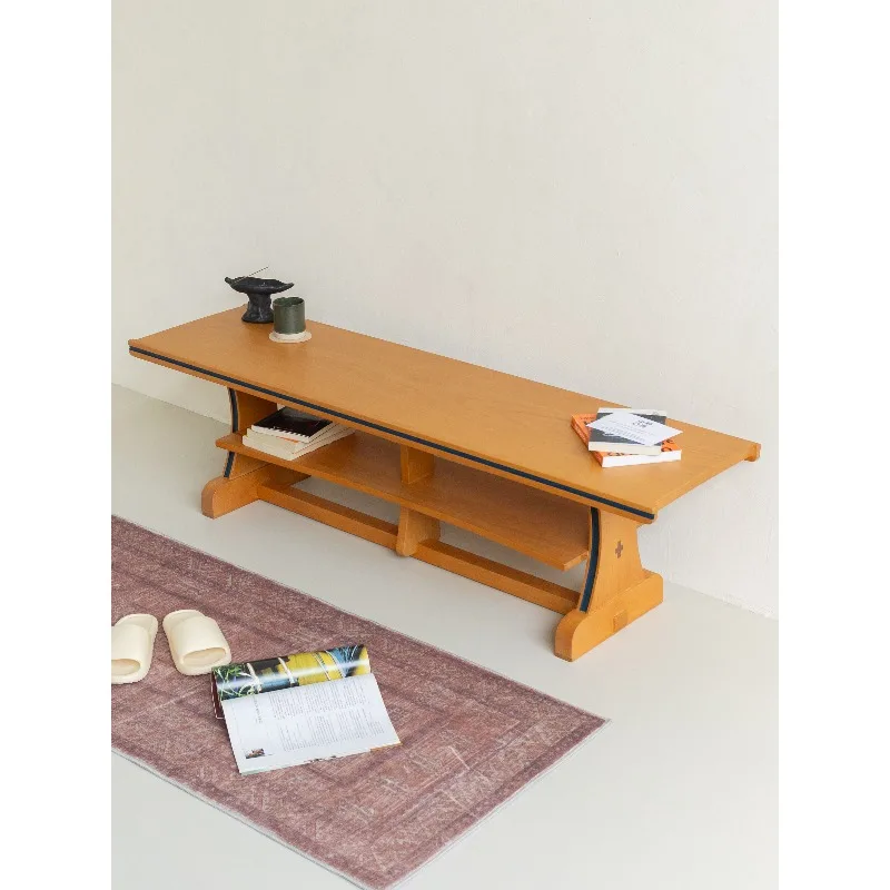 Medieval solid wood bench rack coffee table