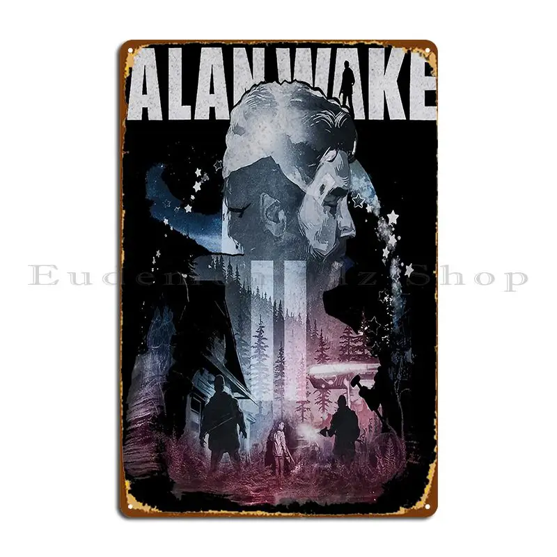 Alan Wake Lotrewasa Metal Plaque Poster Create Create Wall Cave Printed Designing Tin Sign Poster