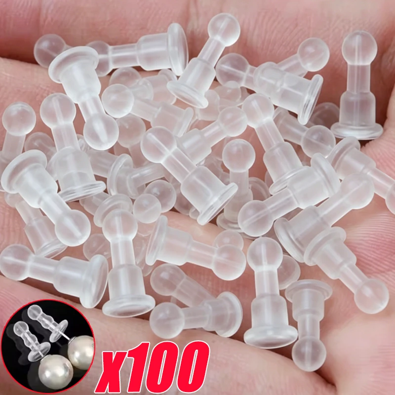 10/100pcs Soft Silicone Rubber Earring Back Stoppers for Stud Earrings DIY Full Coverage Earplug Safety Earring Back