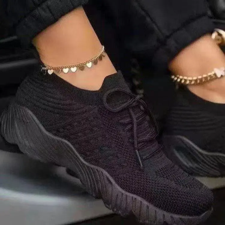 Frauen Turnschuhe Atmungsaktiv Casual Frauen Socken Schuhe Lace Up Damen Wohnungen Weiblichen Frühling Vulkanisierte Laufschuhe Zapatillas De Mujer – Detail 6