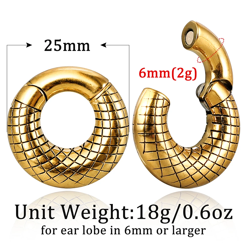 Giga 6mm Ear Hoop Stretcher Weights for Stretched Ears, 2g Stainless Steel 316L Ear Plugs Hanger Expander Body Piercing Jewelry