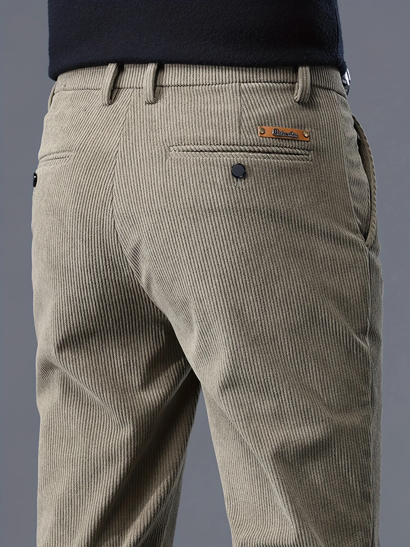 Khaki black gray wool men's outdoor warm chenille business long pants mid waist brand winter warm pants