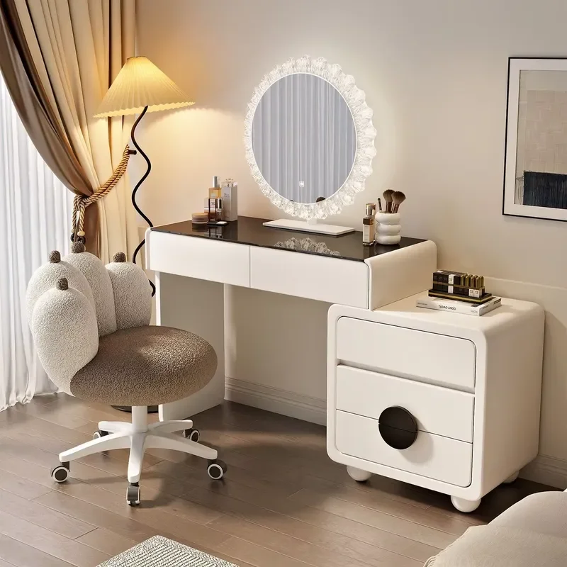 Vanity Dressing Table Makeup Vanity Desk - Dressing Table with Storage Home Bedroom Furniture Set Stylish