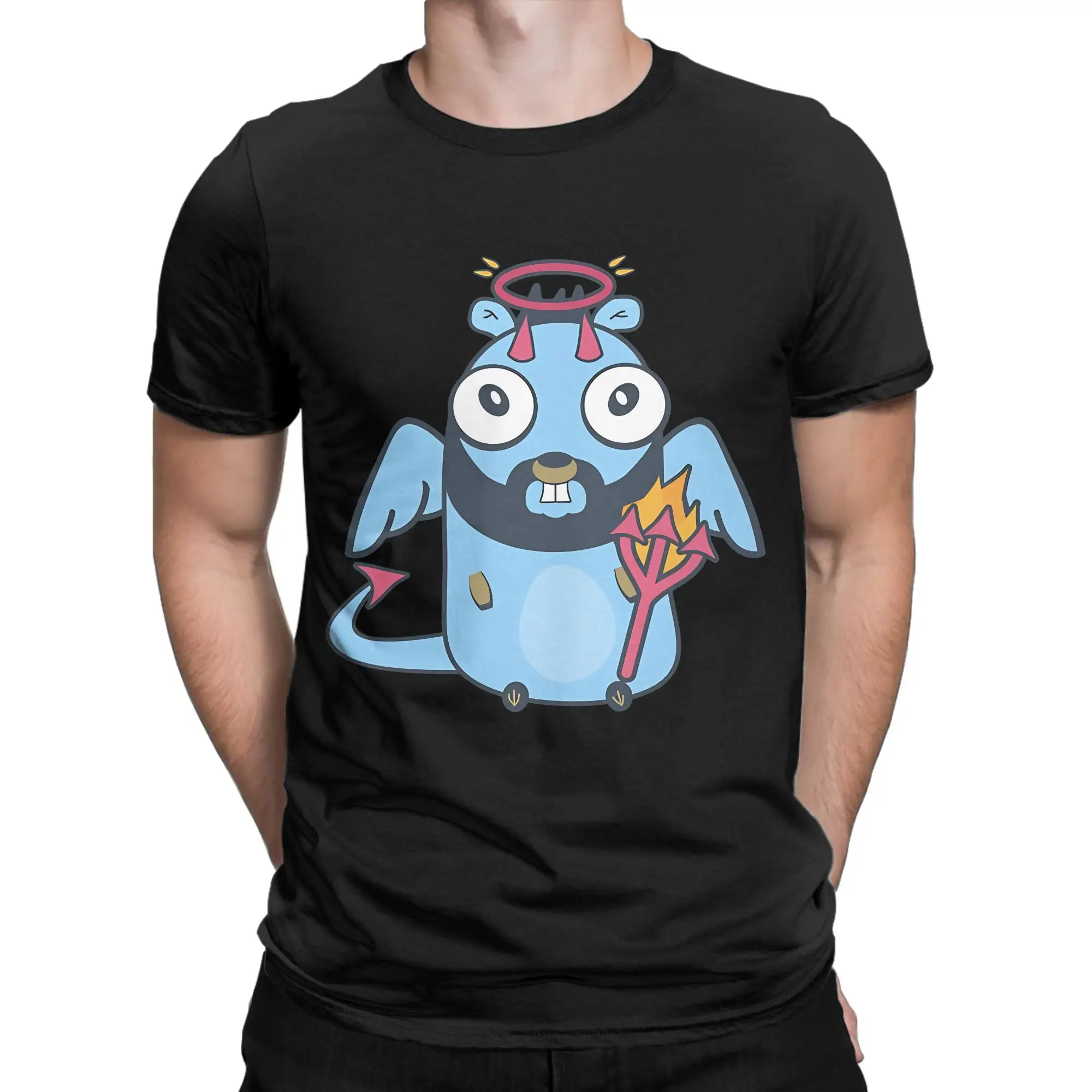 Golang gopher like devil Novelty 100% Cotton T-Shirt gopher Tops Tees For Men
