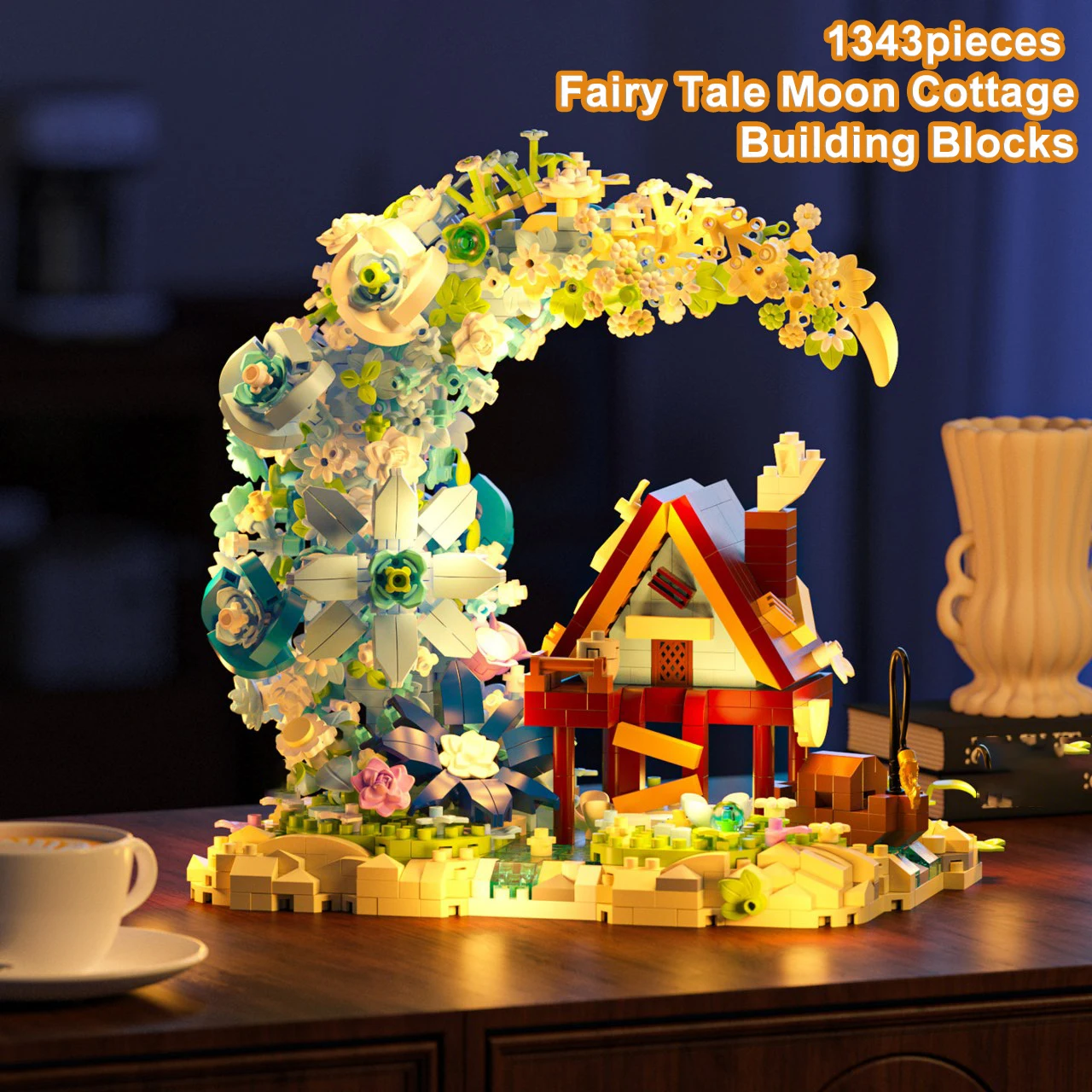 ตัวต่อไม้บ้านเทพนิยายรูปพระจันทร์ 1343 ชิ้น ของเล่นตัวต่อไมโครบล็อกสำหรับเด็ก แบบประกอบเอง ของขวัญตกแต่ง ของขวัญคริสต์มาส
