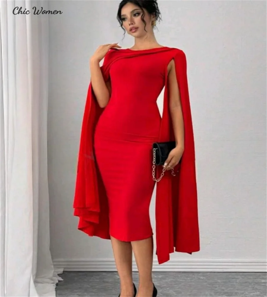 

Elegant Red Short Prom Dress Caftan Satin Mermaid Black Women Evening Dresses Chic Cocktail Graduation Birthday Dress Customized