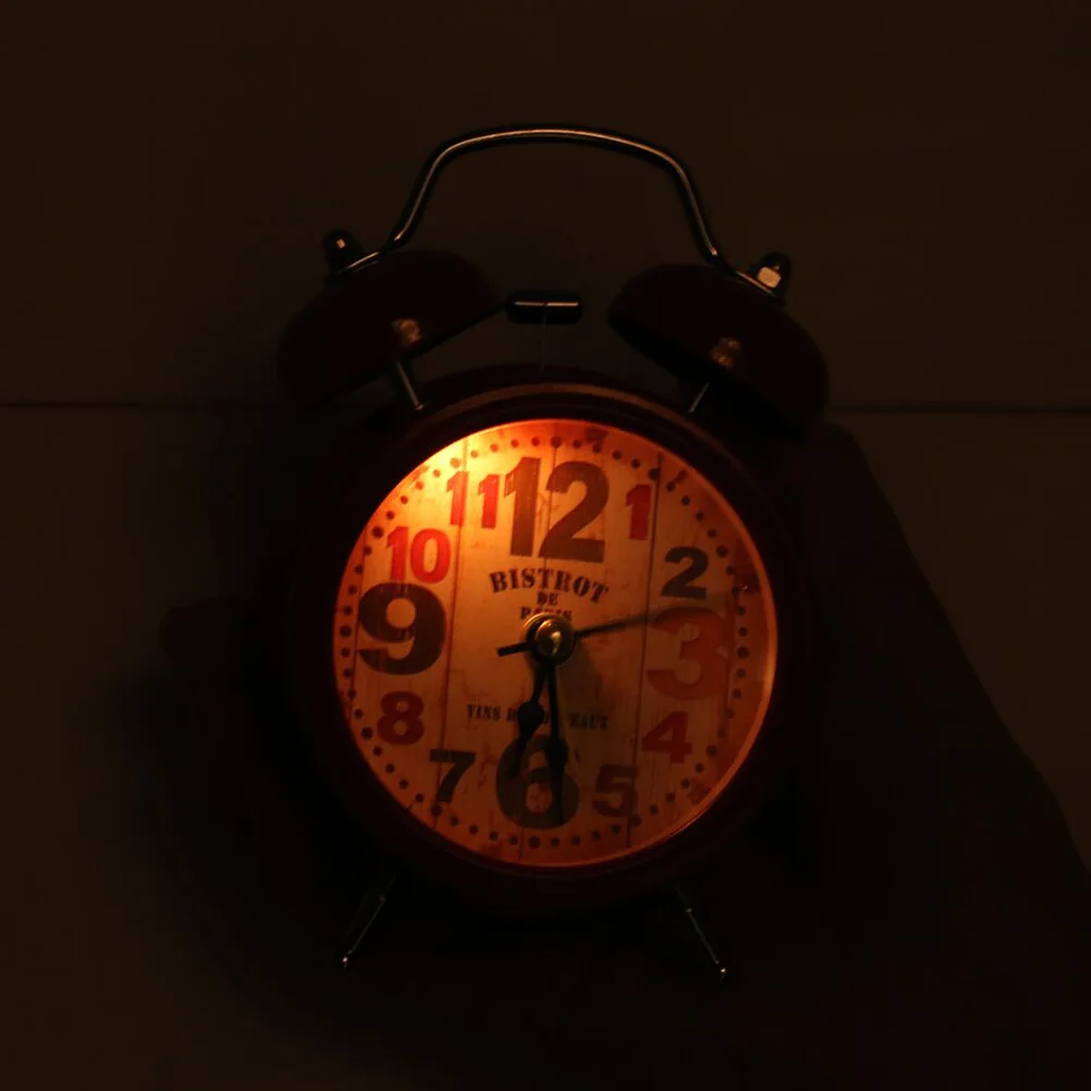 

Creative Metal Small Alarm Clock Desktop Vintage Ring Bell Clock s Alarm Clock without (Red)