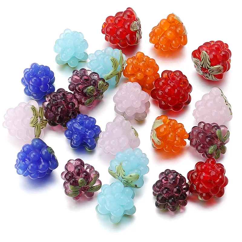 Lampwork raspberry beads 2pcs/lots fruit galss beads for charms pendant necklace Bracelet DIY making free shipping