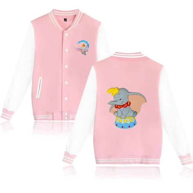 Disney Dumbo Varsity Baseball Bomber Jacket Men Women Hip Hop Harajuku Jackets Kids Boys Girls Single Coats