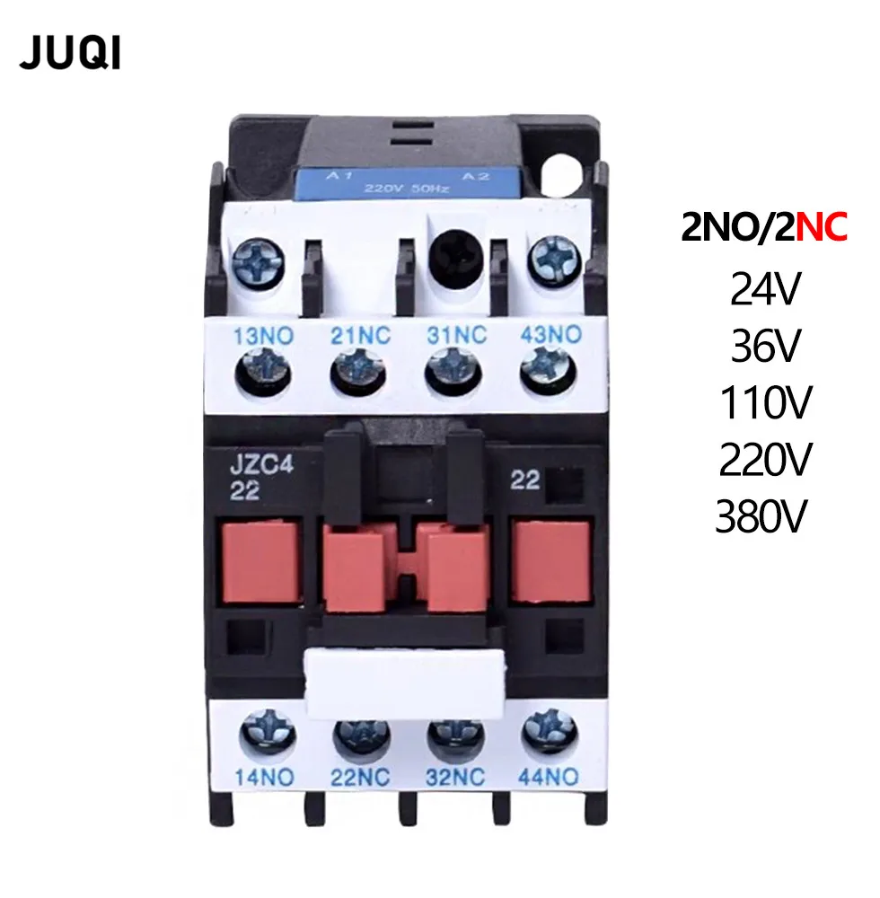 JZC4-22  380V AC220V 110V 36V 24V  50/60Hz Coil 20A 3P Three Pole 2NO 2NC AC Contactor