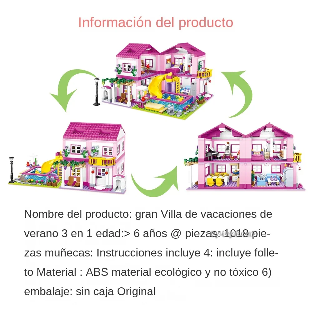 Ensembles de blocs de construction Friends City House Summer Holiday Villa Castle, figurines, piscine, jouets DIY pour enfants, filles, cadeau de Noël