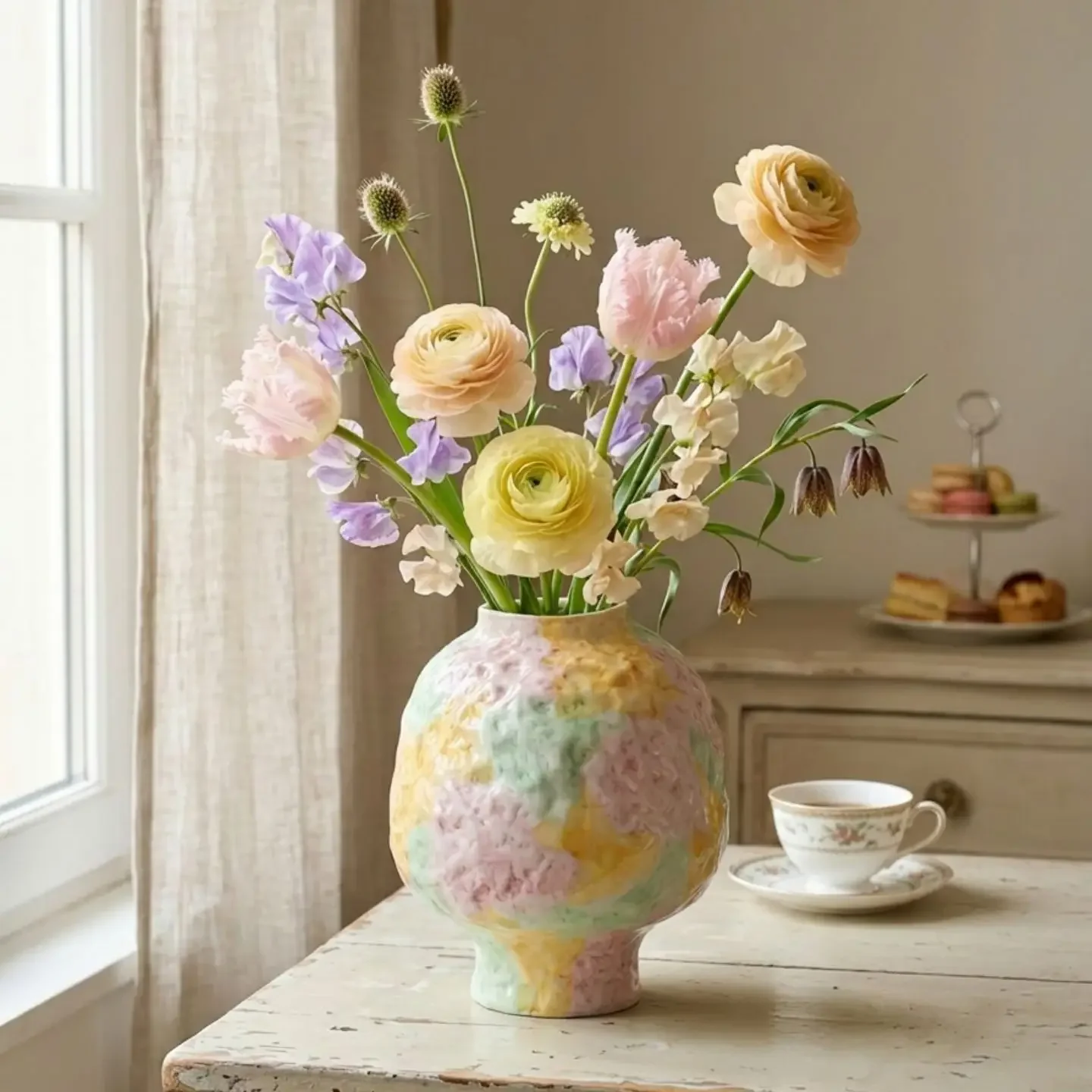 Hand-painted Ceramic Vase Colored Flower Vase Ceramic Handicraft Flower Arrangement Flowerpot Vases Home Decoration