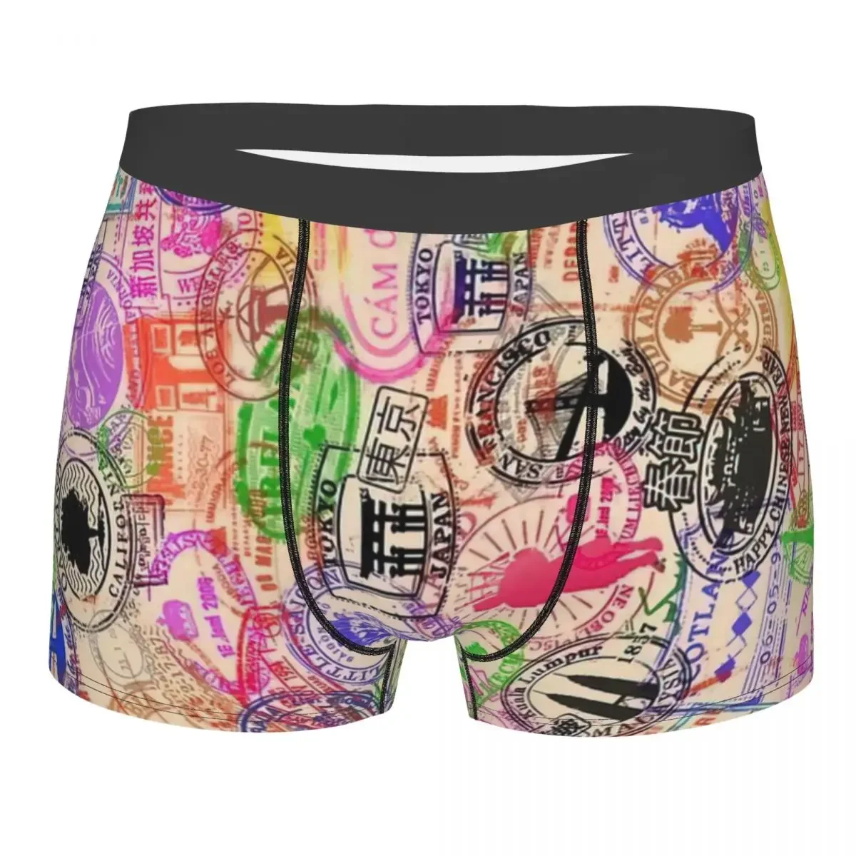 Passport Visa Stamps Underpants Breathbale Panties Male Underwear Print Shorts Boxer Briefs